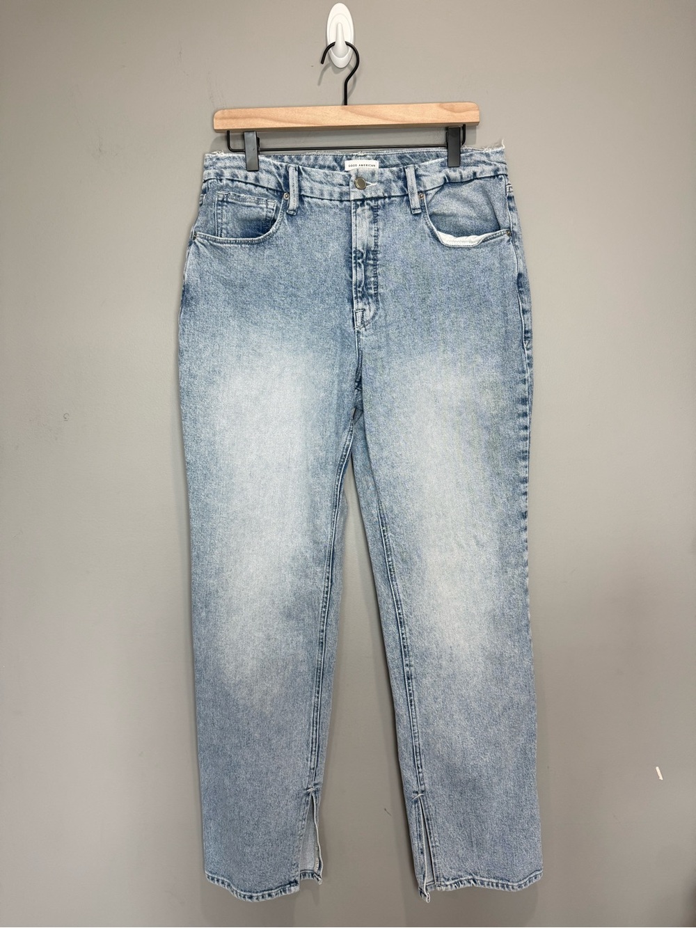 Good‎ American Good Icon Indigo Split Hem Straight Jeans 10/30
